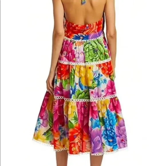 FARM Rio Rainbow Chita Flower Midi Dress